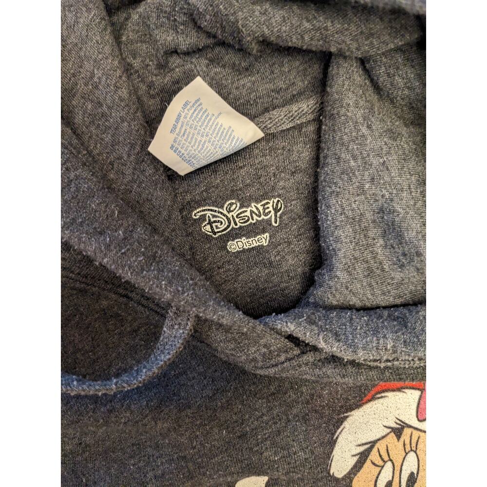 Disney Minnie Mouse Christmas Hoodie Sweatshirt Medium Gray Pullover Pockets - Picture 8 of 8